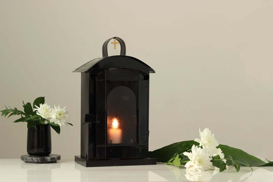 Kućice za sveće model K6 sa staklom crna